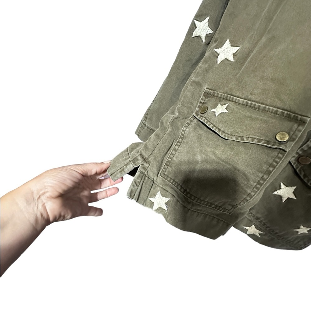 Sincerely Jules Military Vintage Look Distressed Snap Front Jacket Shirt XS - Picture 13 of 13